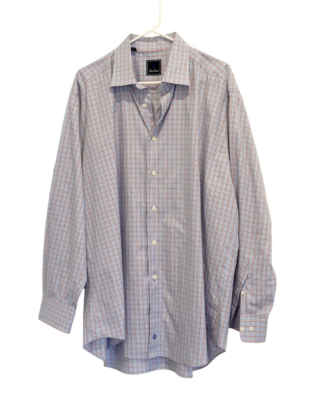 David Donahue Luxury Windowpane Check Button-down Dress Shirt 17.5 34/35